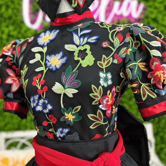 Adelita Escaramuza Charra Dress - Floral Applique Adelita Escaramuza Charra Dress - Floral Applique