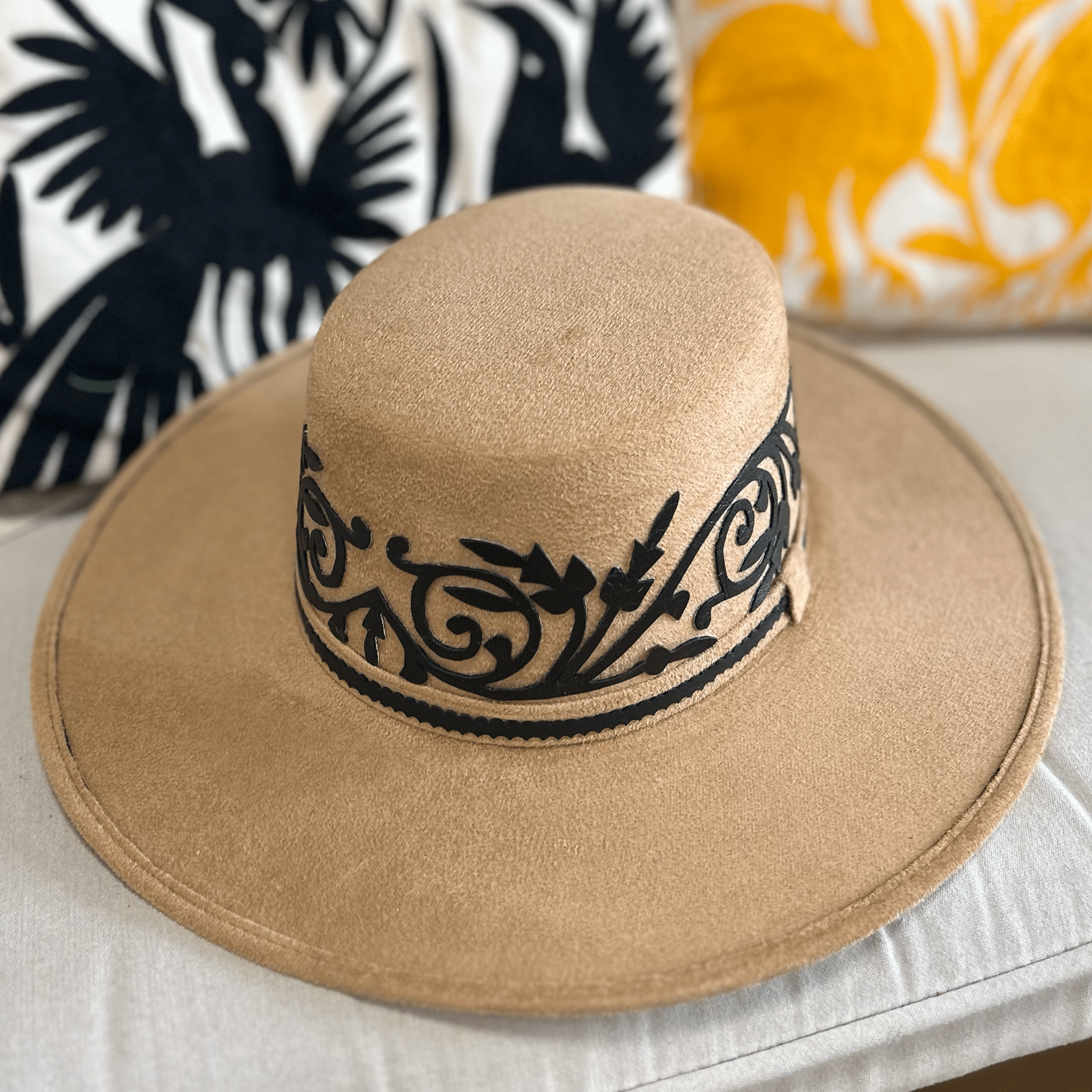 Boater Style Cordobes Hat -Tamaulipeca Leather Detail – Camelia