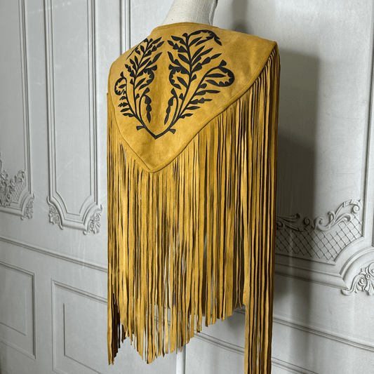 Chalina Tamaulipeca Leather Fringed Cape - Caramel w/ Black Chalina Tamaulipeca Leather Fringed Cape - Caramel w/ Black