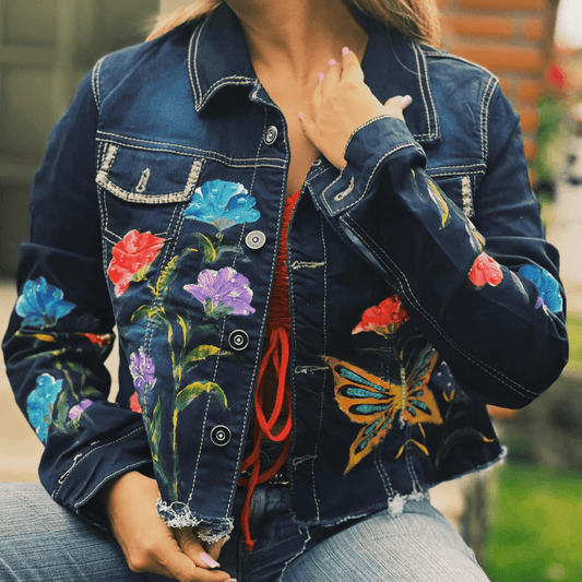 (Copy) Sacred Heart 1 Denim Jacket - Hand Painted (Copy) Sacred Heart 1 Denim Jacket - Hand Painted