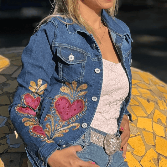 (Copy) Sacred Heart 1 Denim Jacket - Hand Painted (Copy) Sacred Heart 1 Denim Jacket - Hand Painted