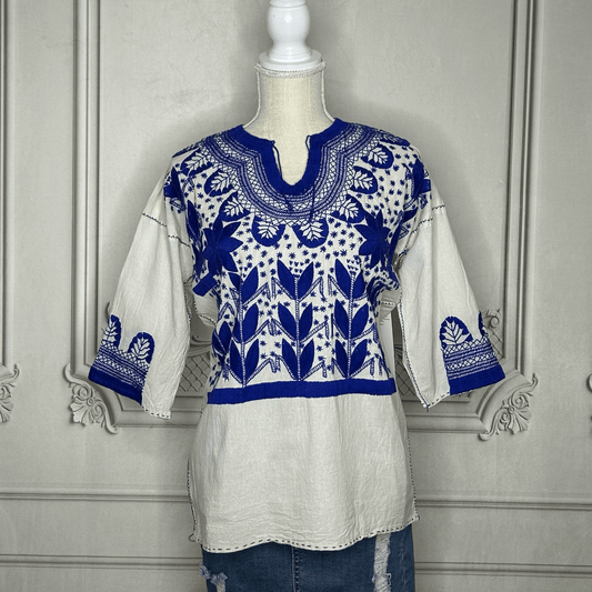 Corn Motif Mexican Blouse 3/4 Sleeve Corn Motif Mexican Blouse 3/4 Sleeve