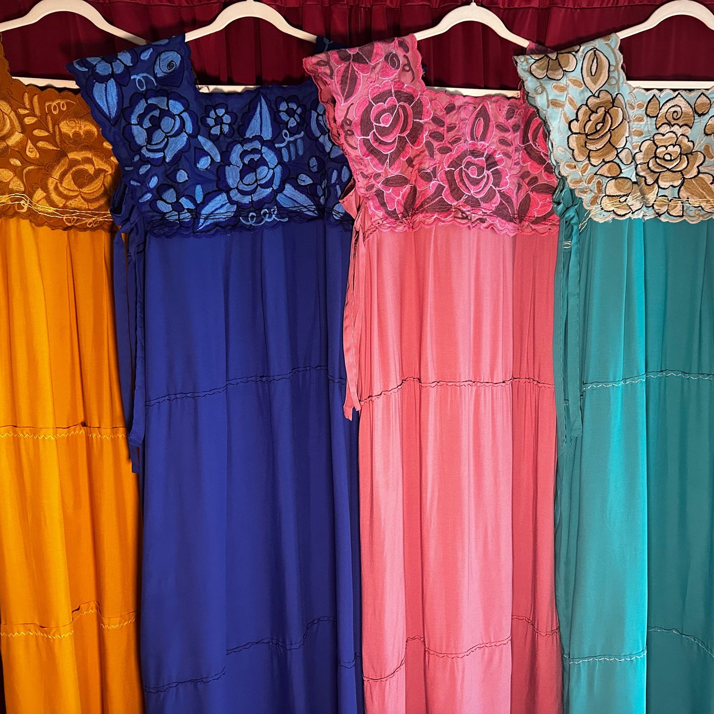 Cotton Blend Zinacantan Embroidered Square Top Dress Cotton Blend Zinacantan Embroidered Square Top Dress