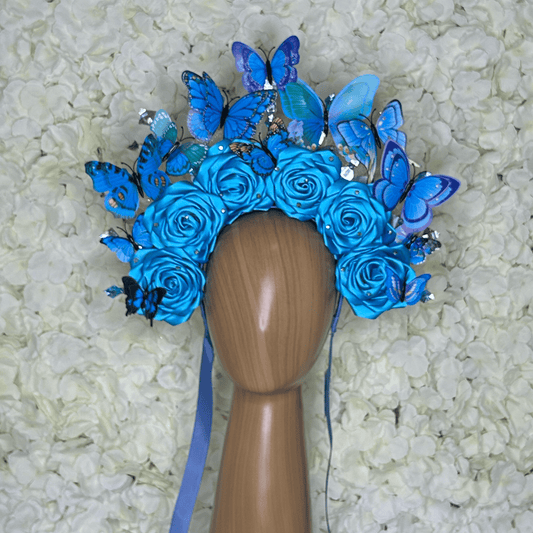 Day of the Dead Blue Butterflies Headband Day of the Dead Blue Butterflies Headband