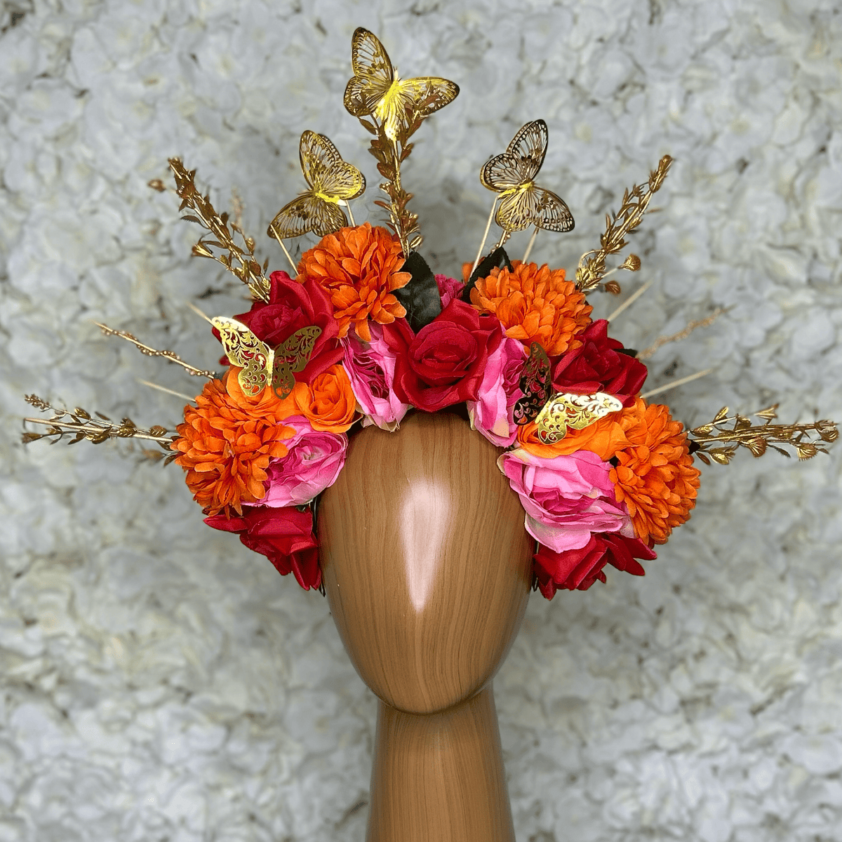 Day of the Dead Headpiece - Gold Butterflies Day of the Dead Headpiece - Gold Butterflies