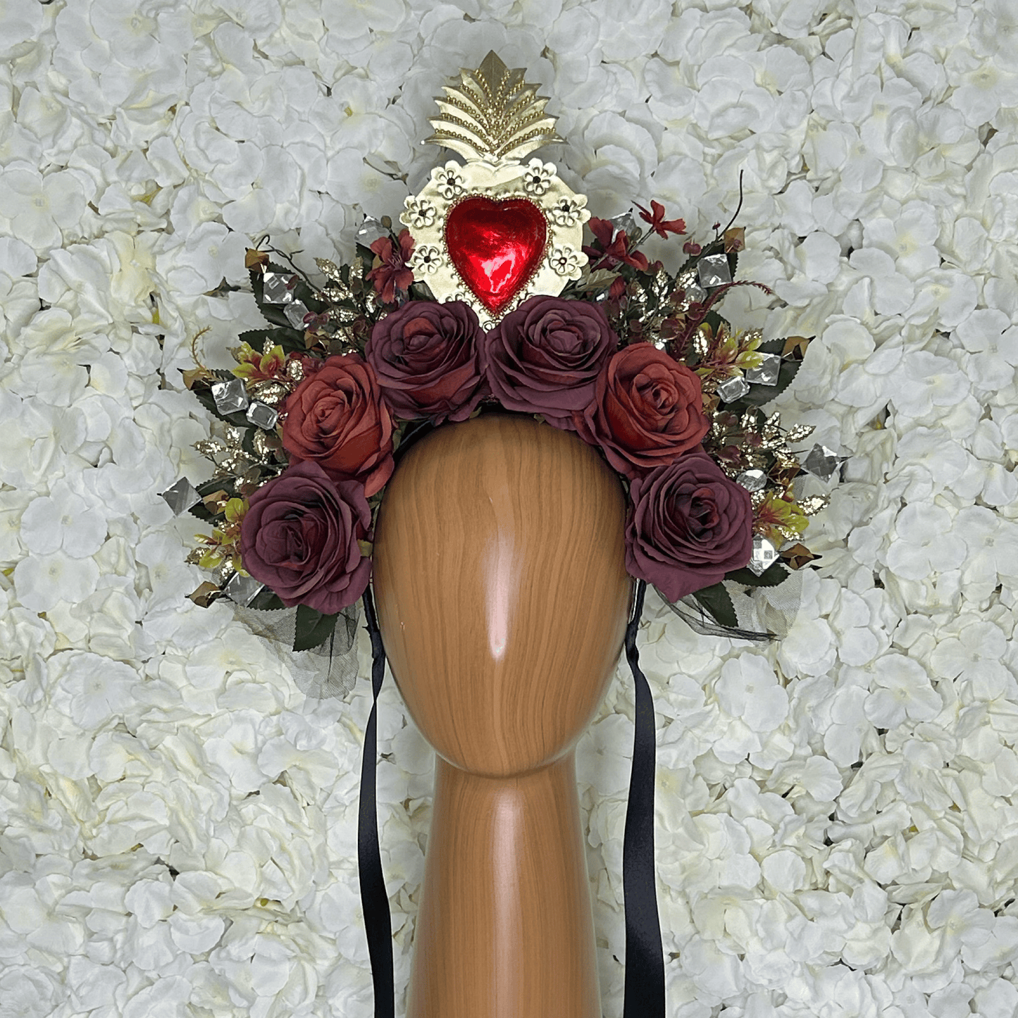 Day of the Dead Sacred Heart Headband - Red Laton Day of the Dead Sacred Heart Headband - Red Laton