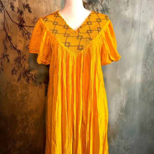 Flowy Gauze Embroidered V-Neck Dress Flowy Gauze Embroidered V-Neck Dress