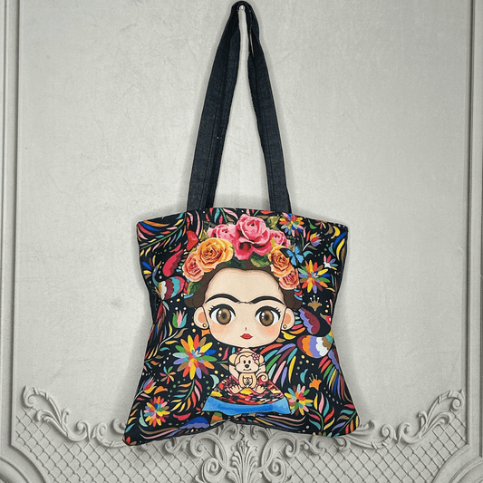 Frida Kahlo Denim Tote - Otomi Medium
