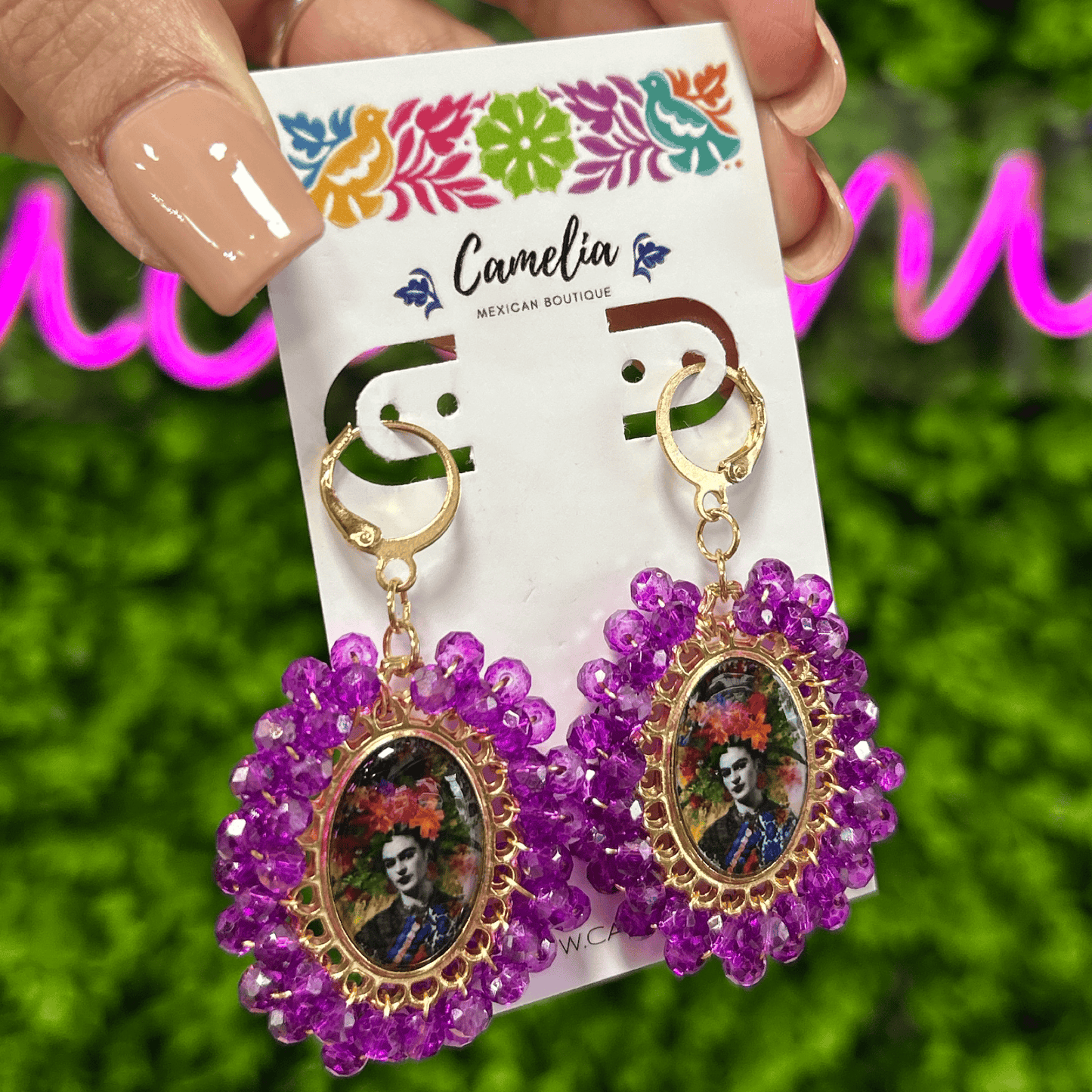 Frida Kahlo Earrings - Purple LG Frida Kahlo Earrings - Purple LG