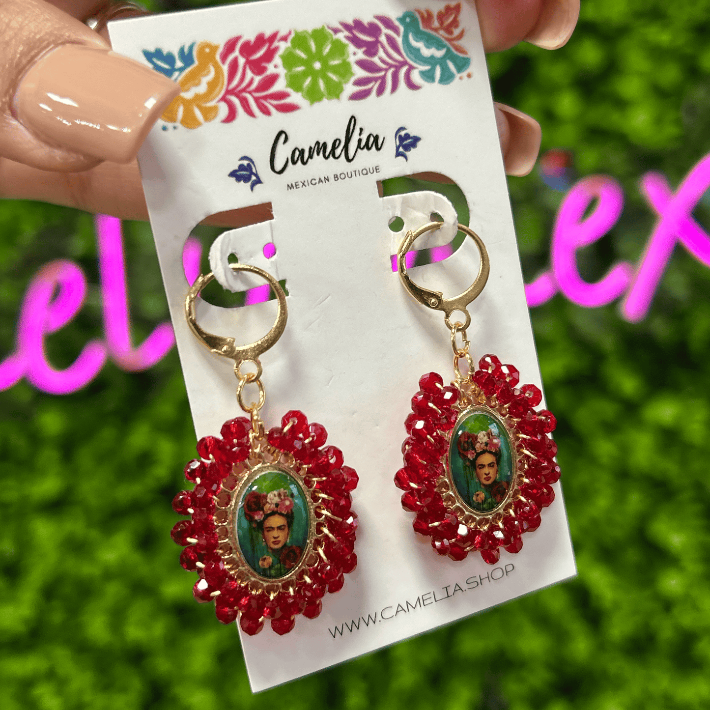 Frida Kahlo Earrings - Red 2 SM Frida Kahlo Earrings - Red 2 SM
