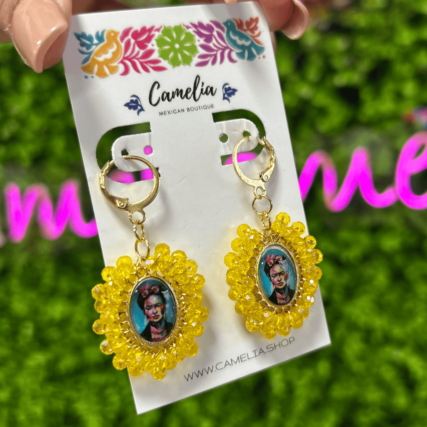 Frida Kahlo Earrings - Yellow SM Frida Kahlo Earrings - Yellow SM