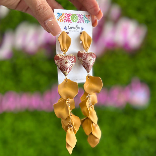 Hand Painted Heart Petal Earrings Hand Painted Heart Petal Earrings