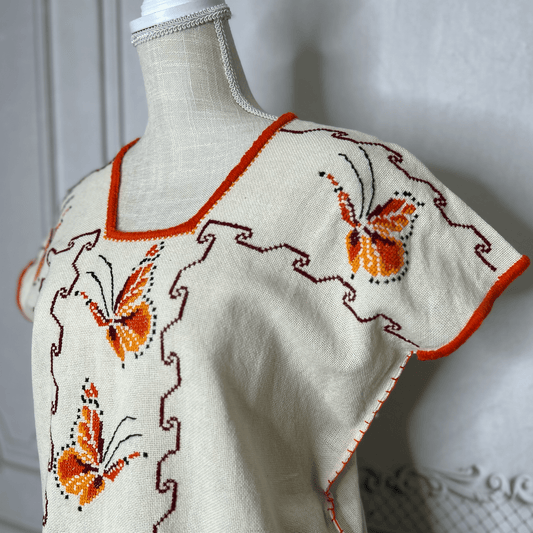 Huanengo Michoacan Huipil Blouse - Butterfly Huanengo Michoacan Huipil Blouse - Butterfly