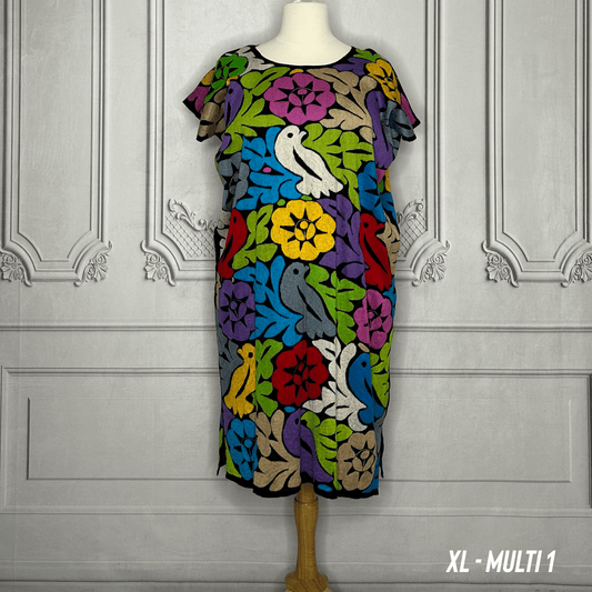 Jalapa Mexican Huipil Dress - Multi Jalapa Mexican Huipil Dress - Multi