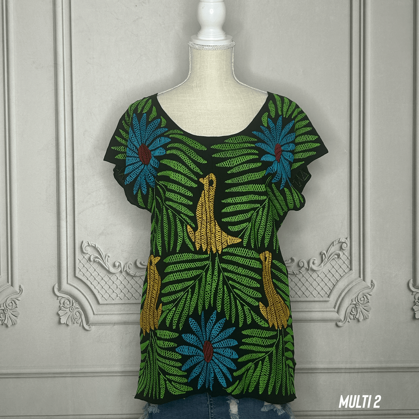 Jalapa Palmita Mexican Blouse - Soft Rayon Jalapa Palmita Mexican Blouse - Soft Rayon