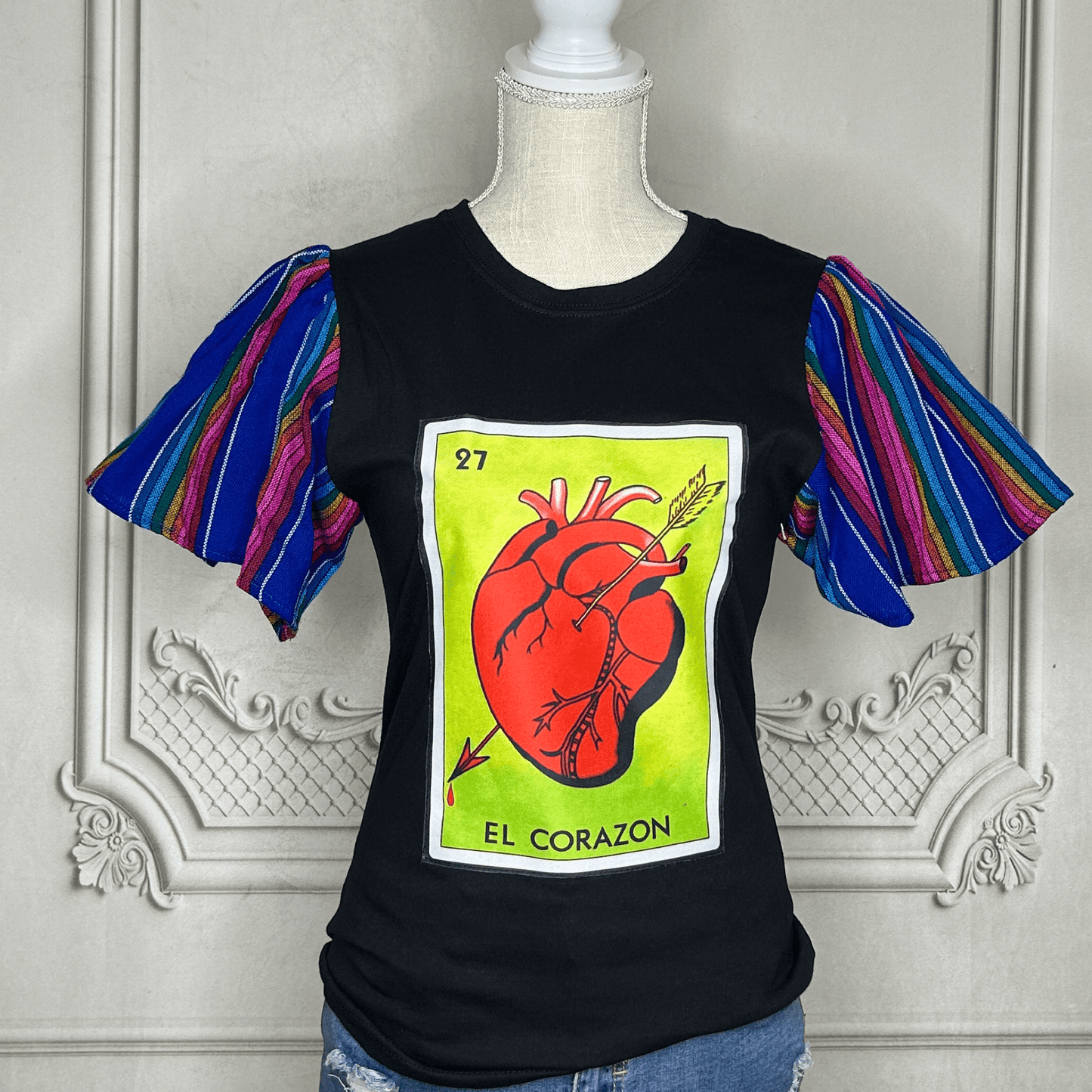 Loteria T-Shirt Cambaya Sleeve - EL CORAZON Loteria T-Shirt Cambaya Sleeve - EL CORAZON