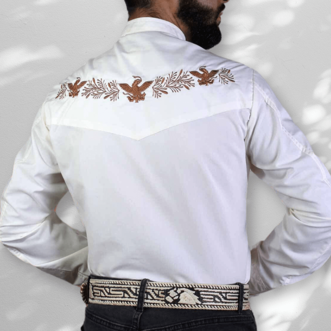 Men's Mexican Western Charro Shirt Leather Buttons Men's Mexican Western Charro Shirt Leather Buttons