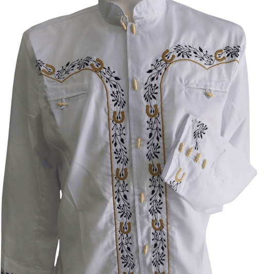 Men's Mexican Western Horse Shoe Charro Shirt Men's Mexican Western Horse Shoe Charro Shirt