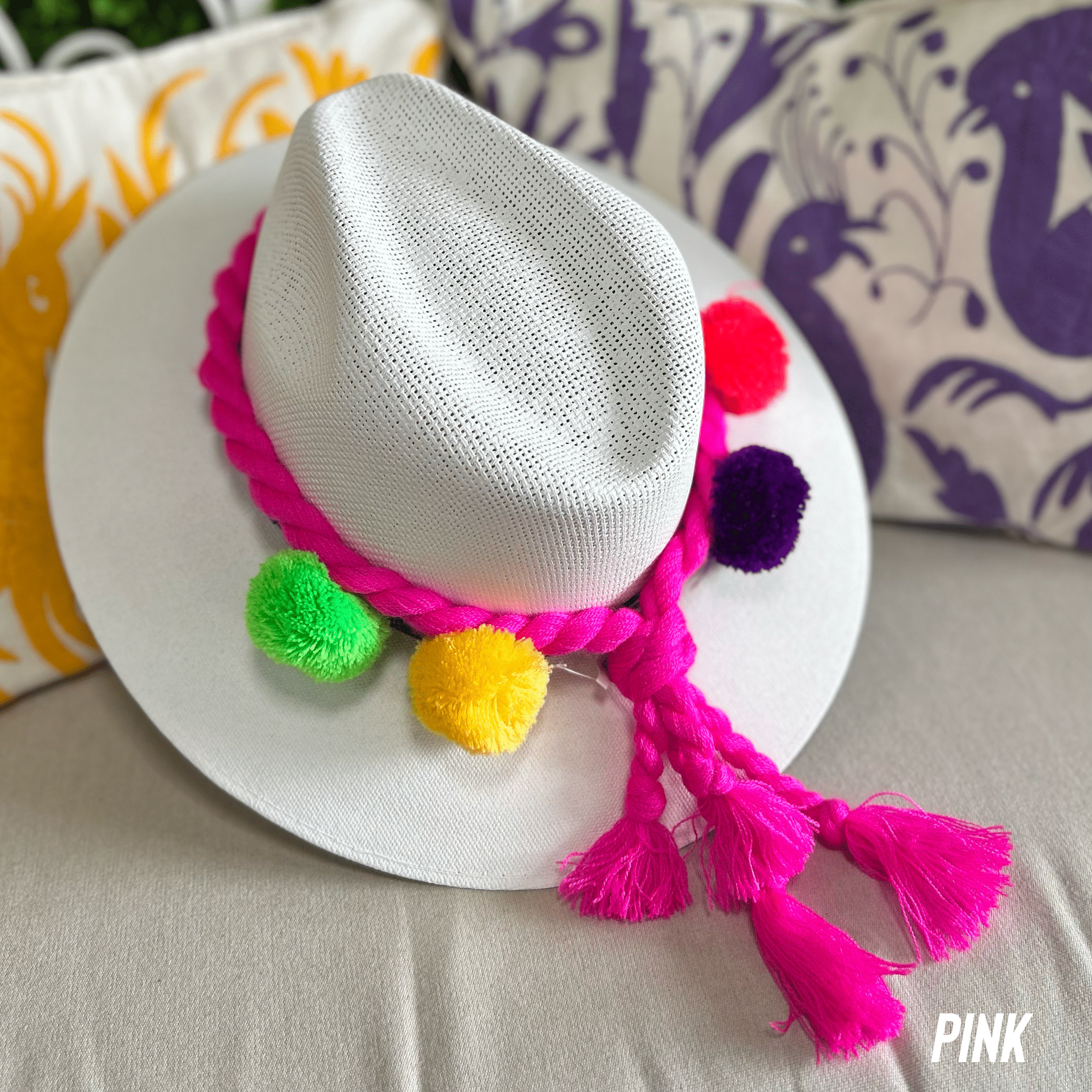 Mexican Braided Pom Pom Hat Band – Camelia Mexican Boutique display picture 2