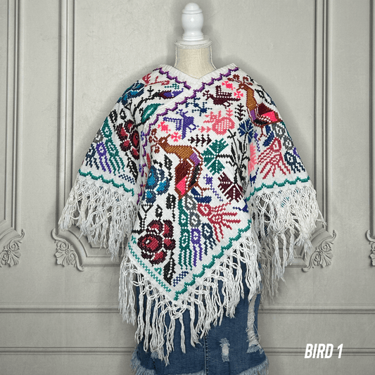 Mexican Cape Poncho Cross Stitch White Peacock Mexican Cape Poncho Cross Stitch White Peacock