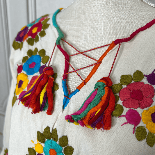 Mexican Embroidered 3/4 Sleeve Blouse - Rosie Mexican Embroidered 3/4 Sleeve Blouse - Rosie