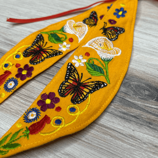 Mexican Embroidered Bow Scrunchie - Butterfly Mexican Embroidered Bow Scrunchie - Butterfly