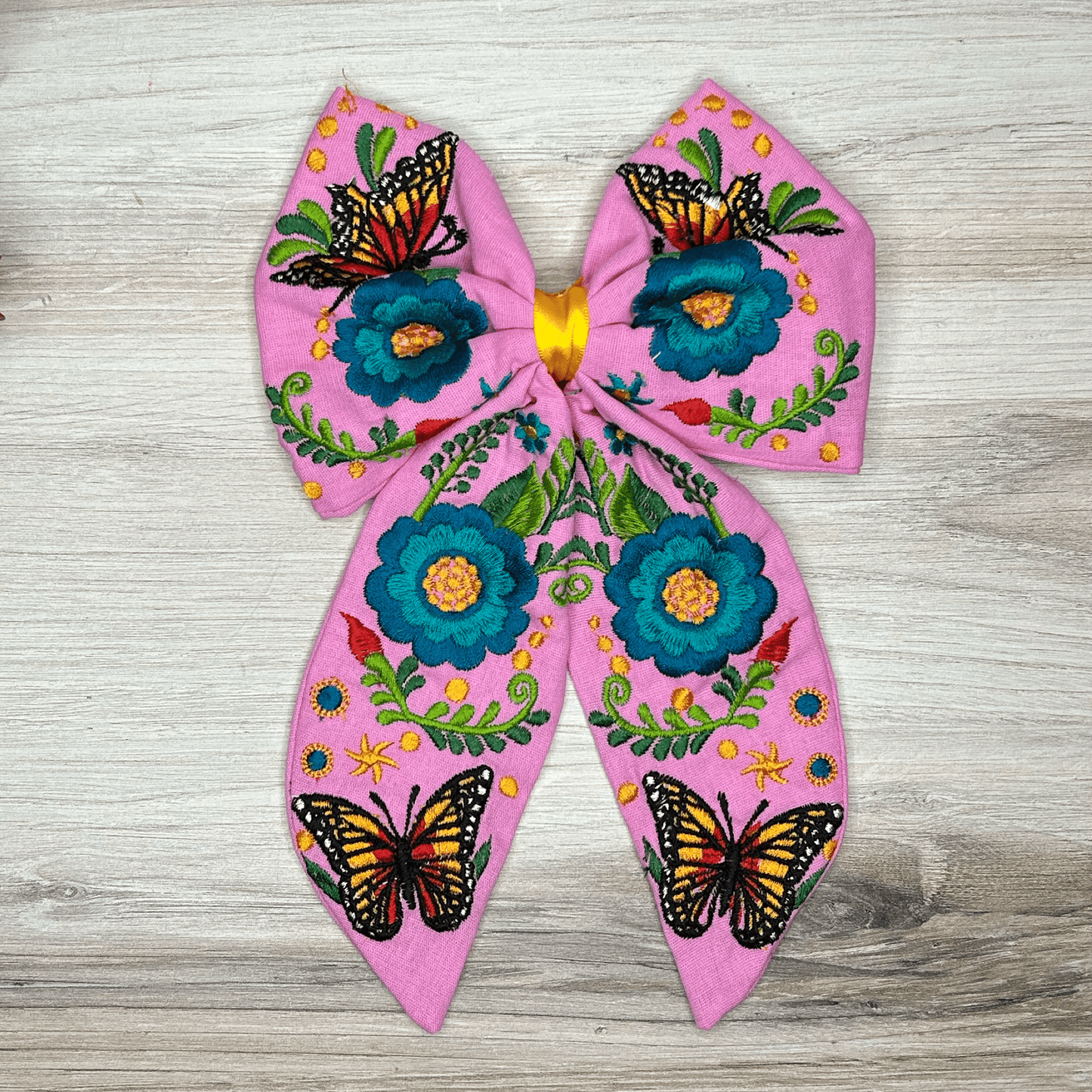 Mexican Embroidered Hair Bow - Butterfly Mexican Embroidered Hair Bow - Butterfly