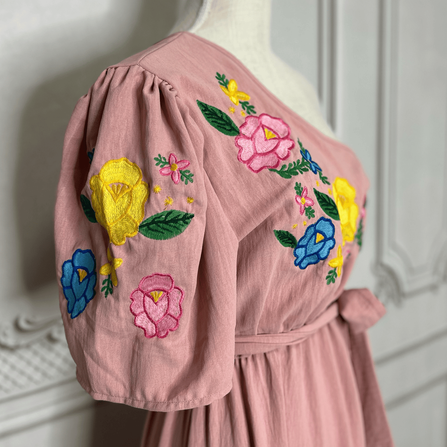 Mexican Embroidered One Shoulder Tiered Maxi Dress Mexican Embroidered One Shoulder Tiered Maxi Dress