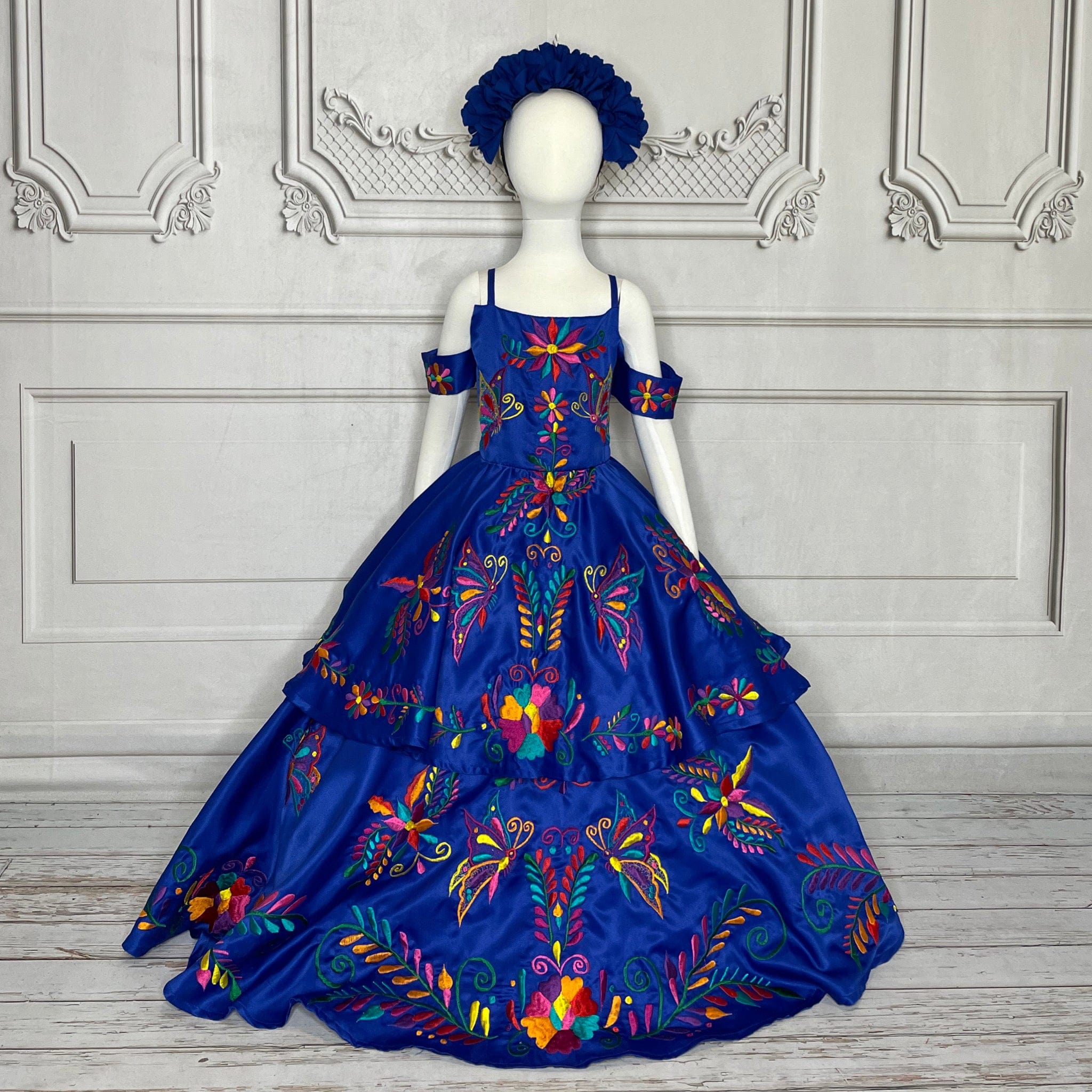 Mexican Flower Girl Dress Dropped Sleeves Mariposa – Camelia