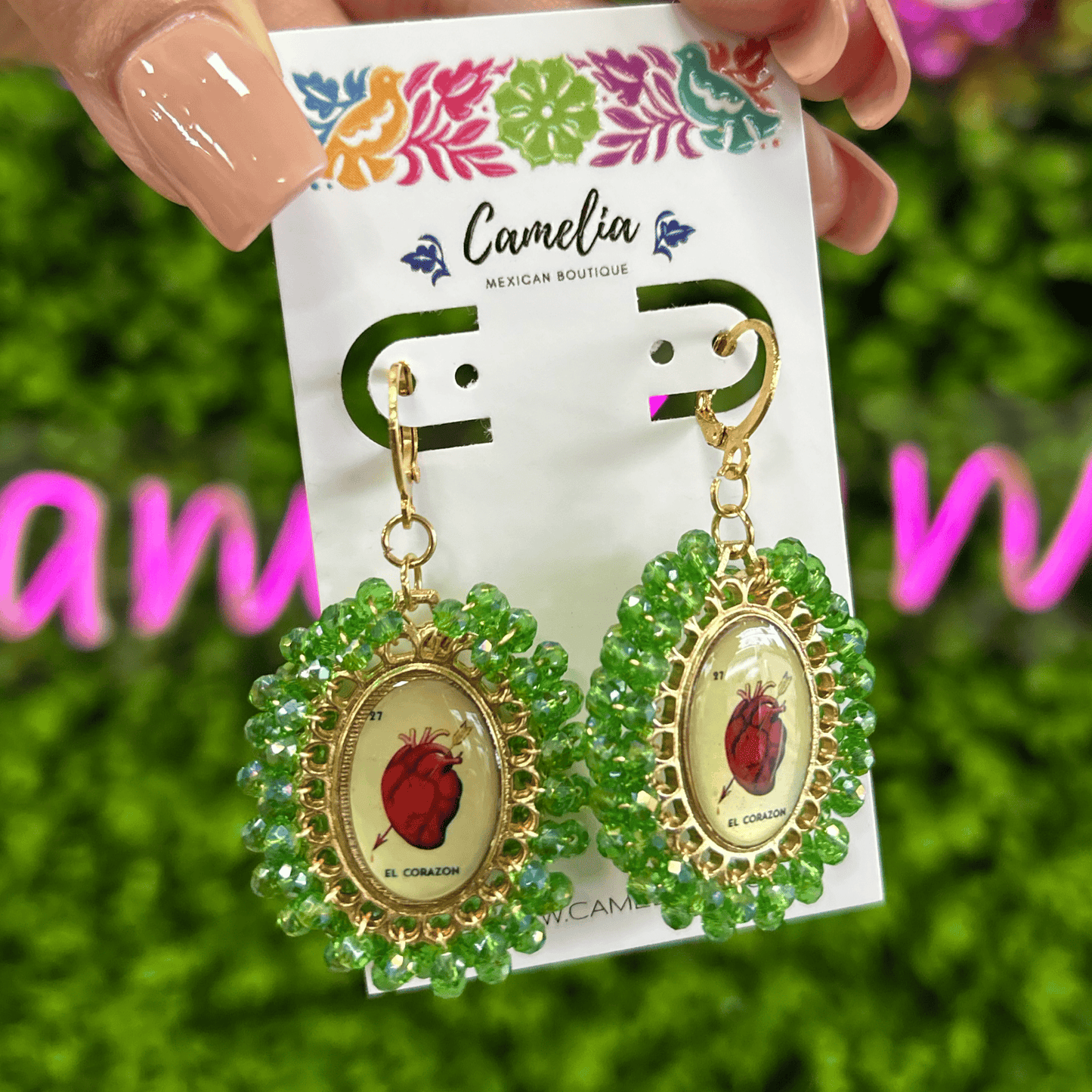 Mexican Loteria Earrings - El Corazon LG Mexican Loteria Earrings - El Corazon LG