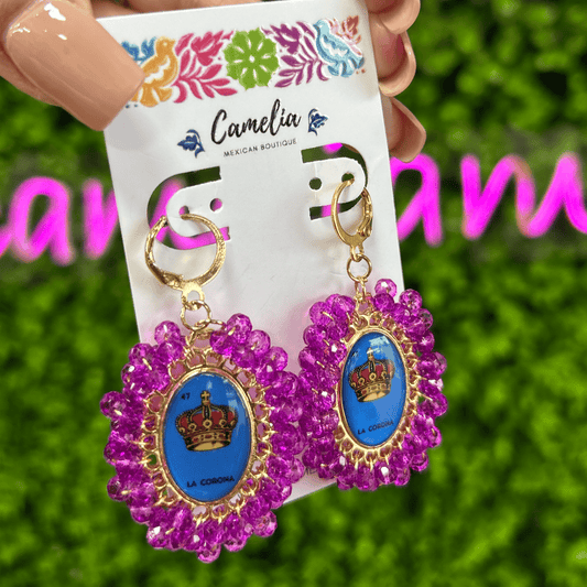 Mexican Loteria Earrings - La Corona LG Mexican Loteria Earrings - La Corona LG