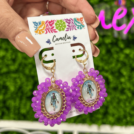 Mexican Loteria Earrings - La Dama LG Mexican Loteria Earrings - La Dama LG