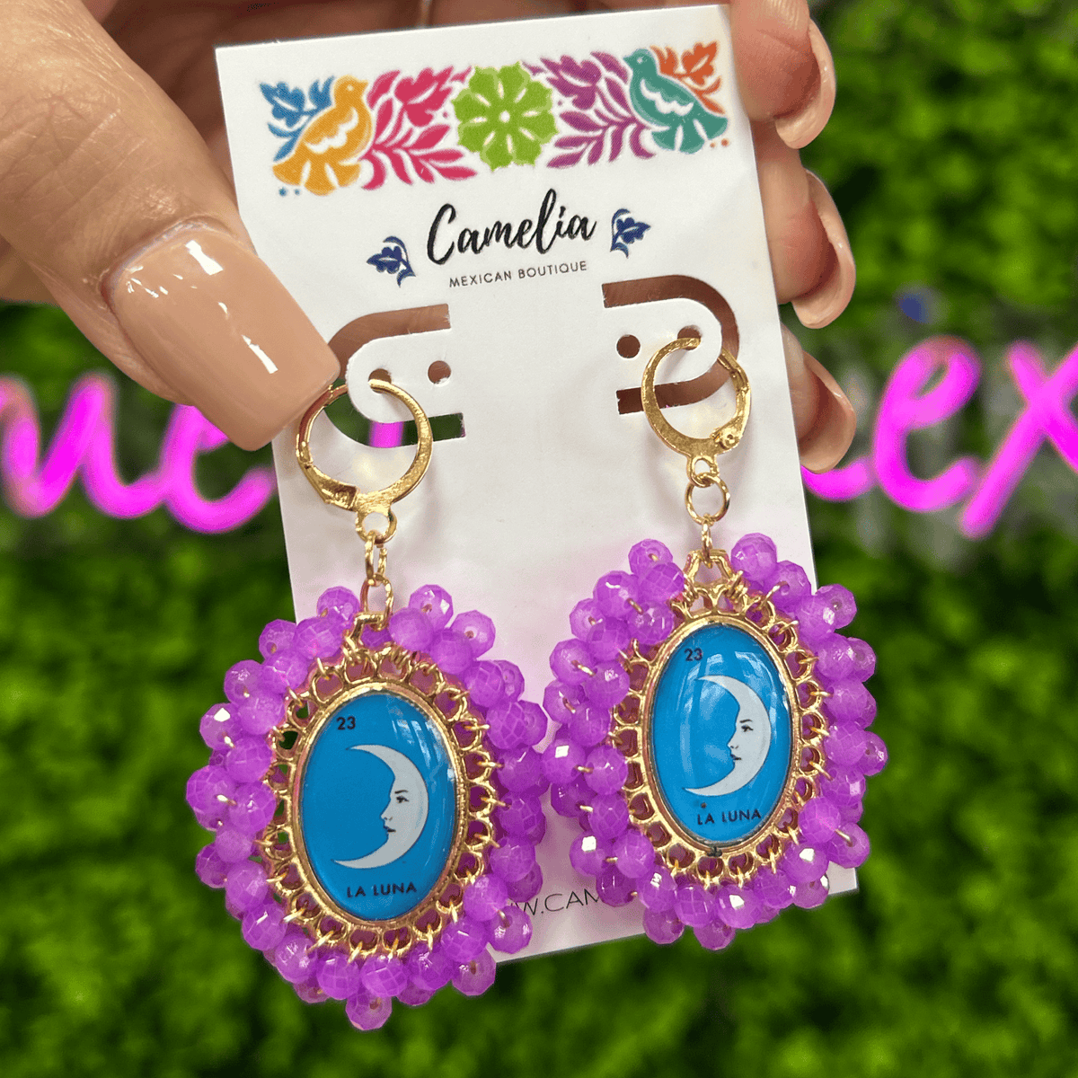 Mexican Loteria Earrings - La Luna LG Mexican Loteria Earrings - La Luna LG
