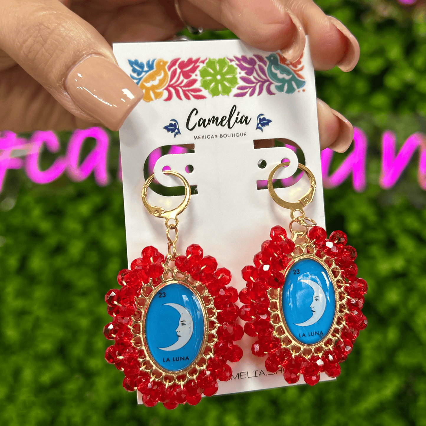 Mexican Loteria Earrings - La Luna LG Mexican Loteria Earrings - La Luna LG