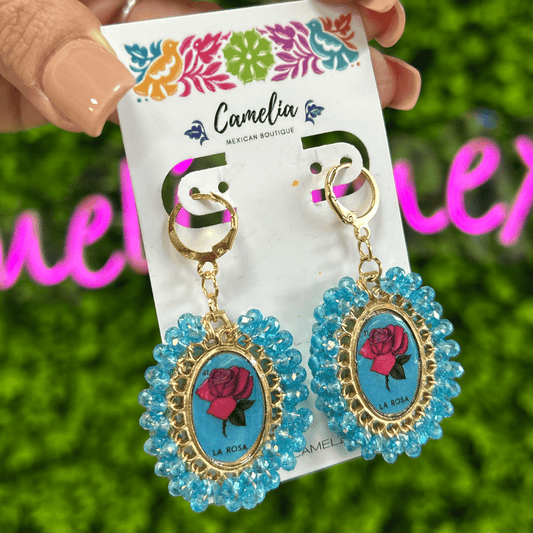 Mexican Loteria Earrings - La Rosa LG Mexican Loteria Earrings - La Rosa LG