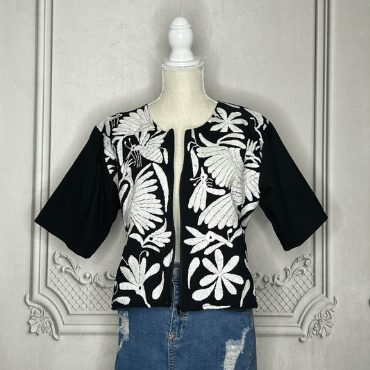 Mexican Otomi Blazer - Black