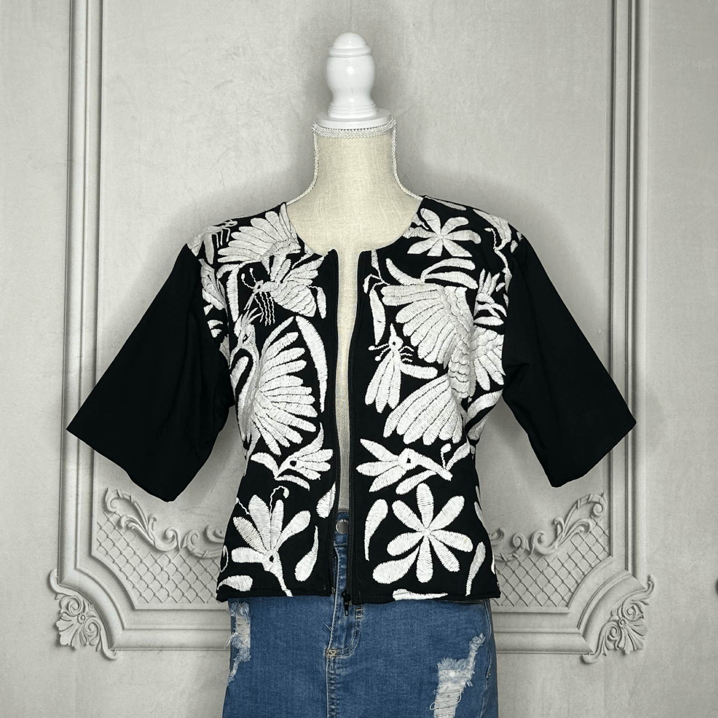 Mexican Otomi Blazer - Black