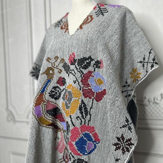 Mexican Poncho Cross Stitch Gray Peacock Mexican Poncho Cross Stitch Gray Peacock
