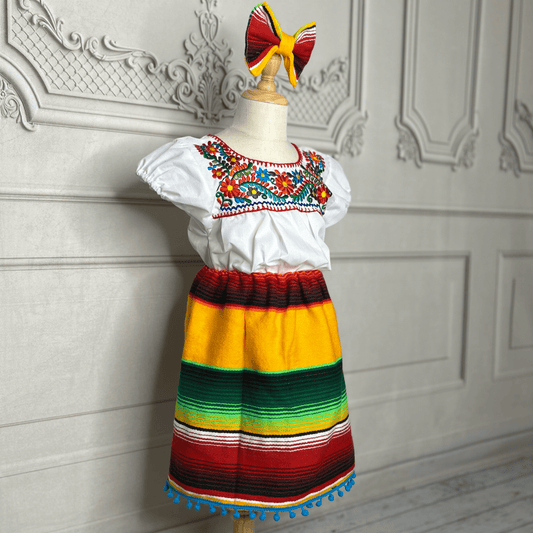 Mexican Sarape Skirt Set - Girls Mexican Sarape Skirt Set - Girls