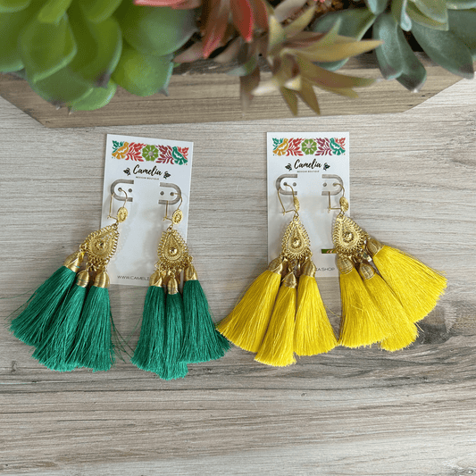 Mexican Tassel Earrings - Filigree Teardrop