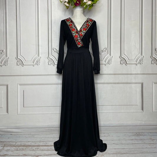 Mexican V-Neck Open Sleeve Maxi Dress - Daisy