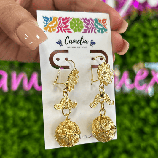 Oaxacan Filigree Earrings - Flower Spheres - Large Oaxacan Filigree Earrings - Flower Spheres - Large
