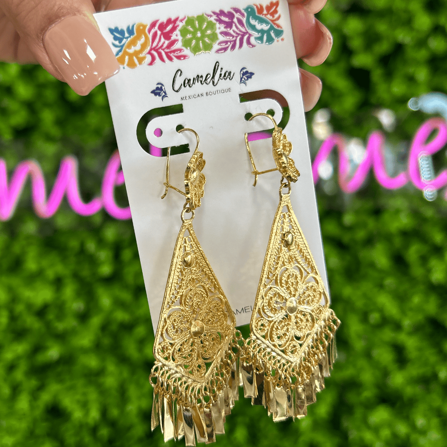 Oaxacan Filigree Earrings - Triangle- Large Oaxacan Filigree Earrings - Triangle- Large