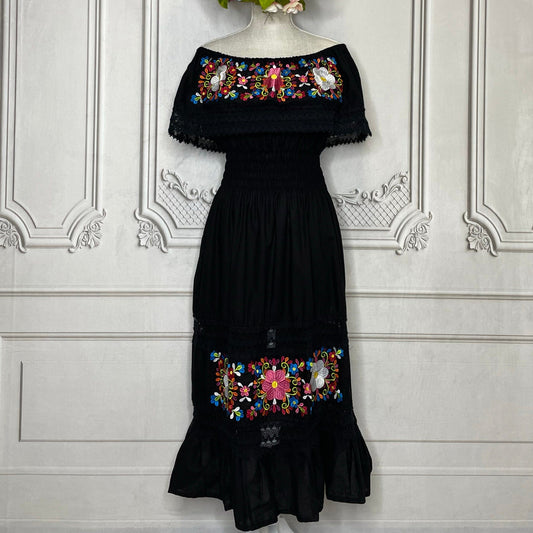 Off Shoulder Laced Midi Dress - Daisy