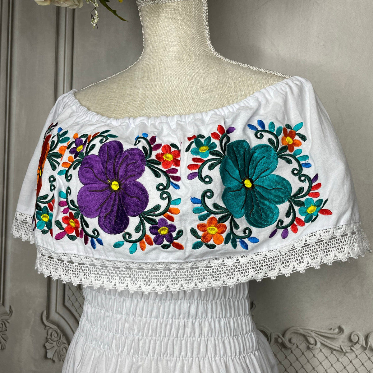 Off Shoulder Laced Midi Dress - Daisy