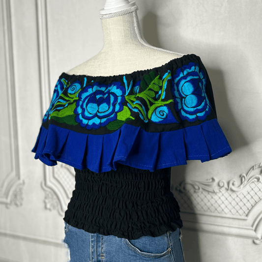 Off Shoulder Mexican Blouse Elastic Waist - Zafiro Off Shoulder Mexican Blouse Elastic Waist - Zafiro