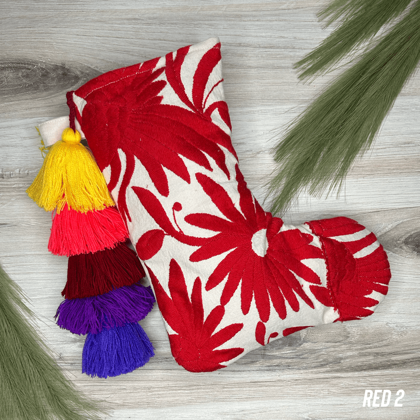 Otomi Embroidered Christmas Stocking - Small Otomi Embroidered Christmas Stocking - Small