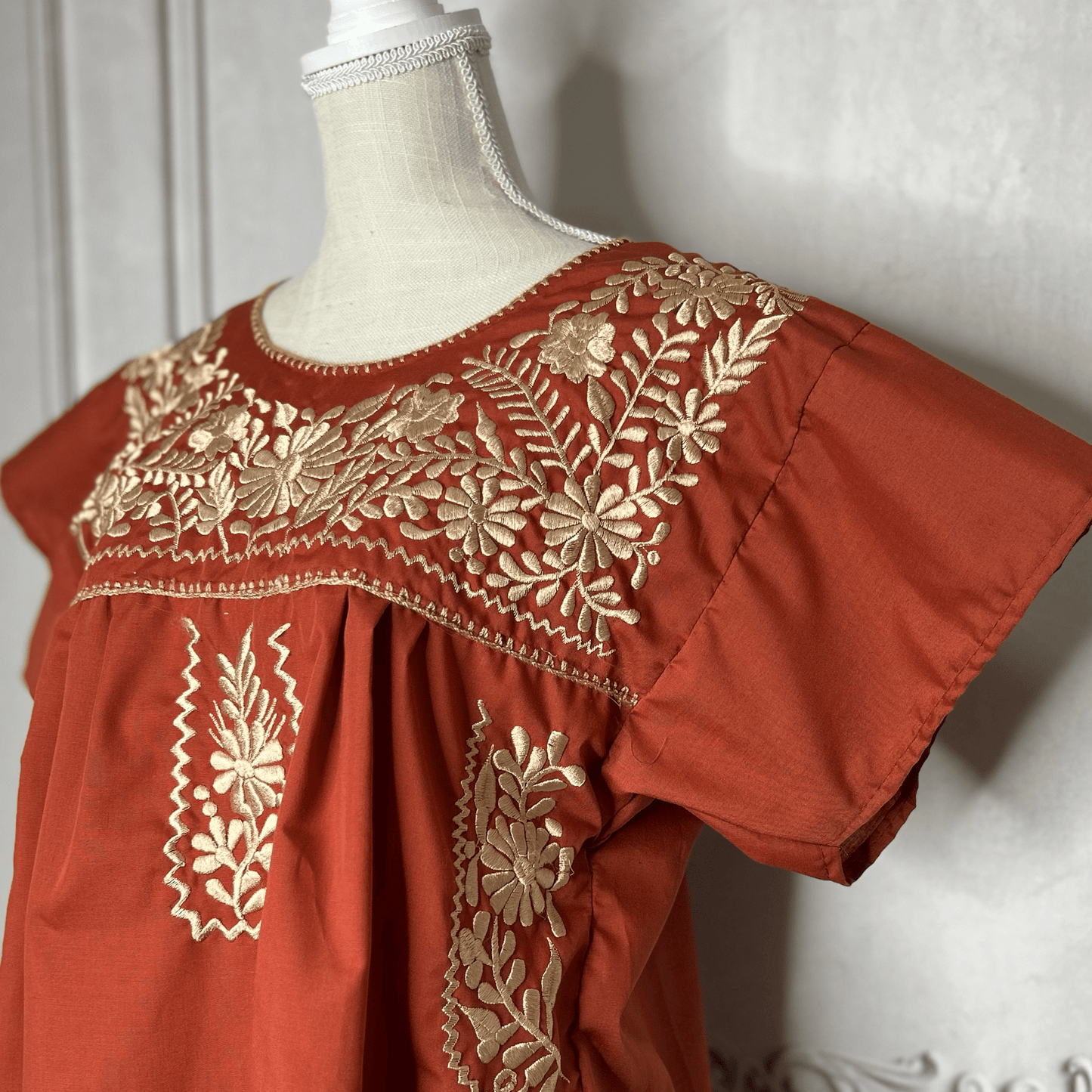 Puebla Burnt Orange Embroidered Blouse Puebla Burnt Orange Embroidered Blouse