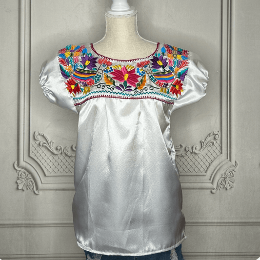 Puebla Mexican Satin Blouse for Women
