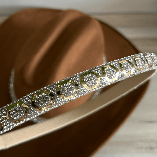 Rhinestone Bling Hat Band - Gold 1 Rhinestone Bling Hat Band - Gold 1